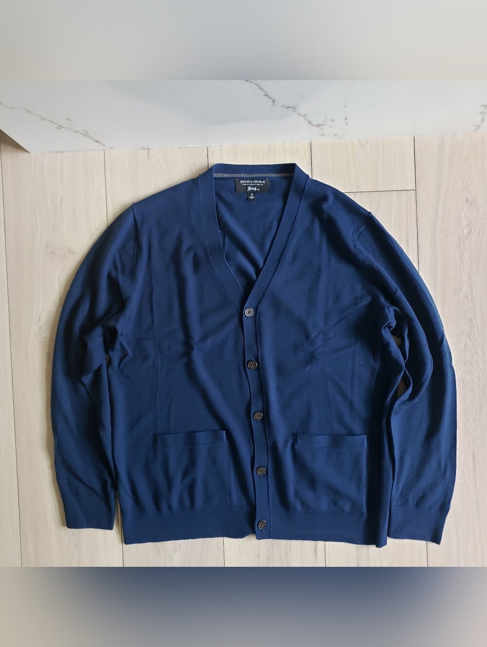 Banana Republic Merino Cardigan Men's XL Dark Navy Button-Up Lightweight Jacket‎